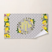 レモン日モチーフグレー バスタオルセット (ハンドタオル)