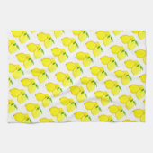 レモン果実水色シトラスパターンカントリー キッチンタオル (横)