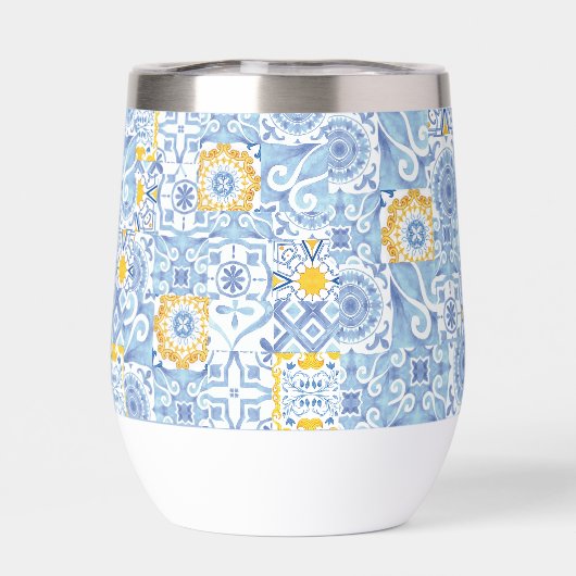 レモン果実青いタイルのコラージュ (背面)