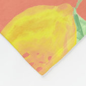 レモン果柄の黄色と桃色 フリースブランケット (角)