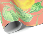 レモン果柄の黄色と桃色 ラッピングペーパー (ロールコーナー)