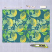 レモン果柄黄緑色 薄葉紙 (クラフト)