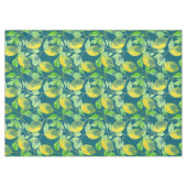レモン果柄黄青緑ヴィンテージ テーブルクロス (正面(横))