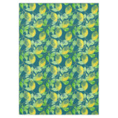 レモン果柄黄青緑ヴィンテージ テーブルクロス (正面)