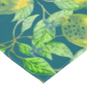 レモン果柄黄青緑ヴィンテージ テーブルクロス (アングル)