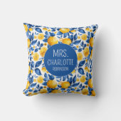 レモン柄トロピカルフルーツオーダーメイドカップル名 クッション (正面)