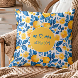 レモン柄トロピカルフルーツオーダーメイドカップル名 クッション