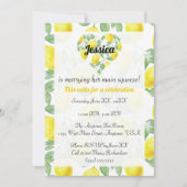 レモン柄 ハート メインスクイーズ ブライダルシャワー 招待状 (正面)