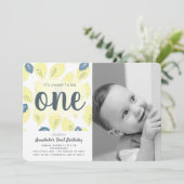 レモン柄 フォト 1歳誕生日パーティー招待状 招待状 (スタンド正面)