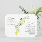レモン柑橘系ママのメインスクイーズ赤ちゃんシャワー 招待状 (スタンド正面)