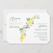 レモン柑橘系ママのメインスクイーズ赤ちゃんシャワー 招待状 (正面)