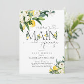 レモン柑橘系ママのメインスクイーズ赤ちゃんシャワー 招待状 (スタンド正面)