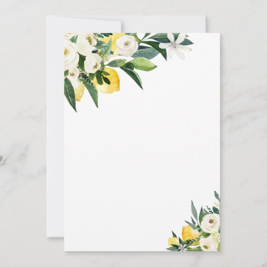 レモン柑橘系ママのメインスクイーズ赤ちゃんシャワー 招待状 (裏面)