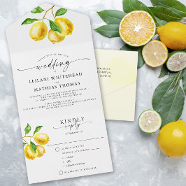 レモン柑橘系水結婚色の食事の選択 オールインワン招待状