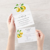 レモン柑橘系水結婚色の食事の選択 オールインワン招待状 (貼ってはがせる)