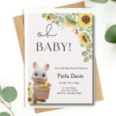 レモン柑橘類うさぎサンフラワーサマーベビーシャワー 招待状