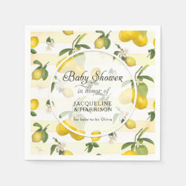 レモン柑橘類の花の葉の水色ベビーシャワー スタンダードカクテルナプキン
