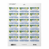 レモン柑橘類の葉ブルーホワイトイエロー結婚ズ ラベル (フルシート)