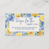 レモン柑橘類イエロー&ブルーブライダルシャワー エンクロージャーカード (正面)