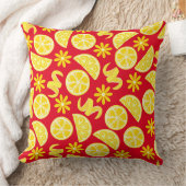 レモン柑橘類サマーレモネードシェフかわいい黄色の赤 クッション (ブランケット)