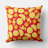 レモン柑橘類サマーレモネードシェフかわいい黄色の赤 クッション (裏面)