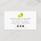 レモン柑橘類スクリプトサンキュービジネスカード 名刺 (裏面)