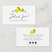 レモン柑橘類スクリプトサンキュービジネスカード 名刺 (正面/裏面)