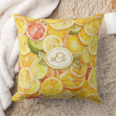 レモン柑橘類スライス枕とモノグラムカスタム付き クッション (ブランケット)