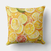 レモン柑橘類スライス枕とモノグラムカスタム付き クッション (裏面)