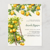 レモン柑橘類バジェットブライダルシャワーの招待状 (正面)