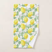 レモン柑橘類フルーツイエローパターントレンディー バスタオルセット (ハンドタオル)