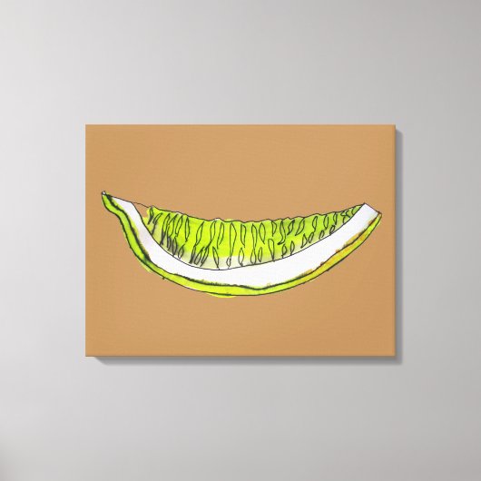 レモン柑橘類フルーツウォーターカラーアートイラストレーション キャンバスプリント (正面)