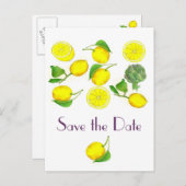 レモン柑橘類フルーツウォーターカラーアート保存日 案内ポストカード (正面/裏面)