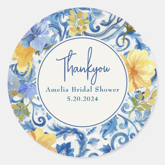 レモン柑橘類フルーツメインスクイーズブライダルシャワー ラウンドシール (正面)