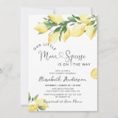 レモン柑橘類フルーツメインスクイーズ赤ちゃんシャワー 招待状 (正面)