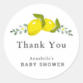 レモン柑橘類フローラ赤ちゃんシャワーありがとうステッカー ラウンドシール (正面)