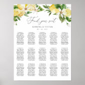レモン柑橘類フローラ15テーブル結婚のシーティングチャート ポスター (正面)