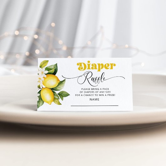 レモン柑橘類ベビーシャワーおむつラッフルチケット エンクロージャーカード