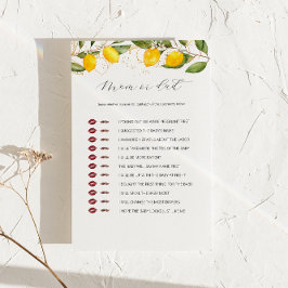 レモン柑橘類ママまたはパパベビーシャワーゲーム