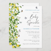 レモン柑橘類モダン赤ちゃんシャワー散水 招待状 (正面/裏面)