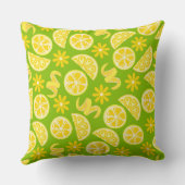 レモン柑橘類レモネデシェフかわいい黄色のグリーン クッション (裏面)