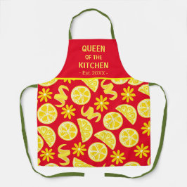 レモン柑橘類レモネデシェフかわいい黄色の赤 エプロン