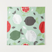 レモン柑橘類ヴィンテージ壁紙 タペストリー (正面(横))