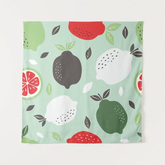 レモン柑橘類ヴィンテージ壁紙 タペストリー (正面)