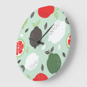 レモン柑橘類ヴィンテージ壁紙 ラージ壁時計 (傾斜)