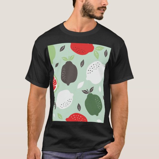 レモン柑橘類ヴィンテージ壁紙 Tシャツ (正面)