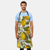 レモン植物のシームレスな模様 エプロン (着用した状態)