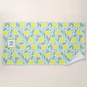 レモン植物モノグラムビーチタオル ビーチタオル (正面)