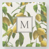 レモン模様のモノグラム ストーンコースター (正面)