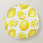 レモン模様デザイン ラウンドクッション (裏面)